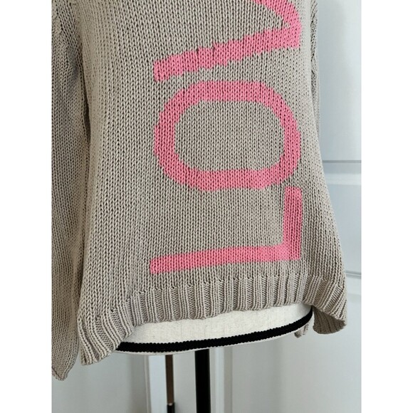 Wooden Ships Love Crew Neck Sweater Women's Size S/M Beige & Pink - Picture 7 of 11